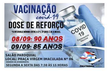 CALENDÁRIO DE VACINAÇÃO CONTRA COVID- DOSE DE REFORÇO - 08/09/2021