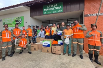 DEFESA CIVIL RECEBE DOAÇÃO DE KIT DE COMBATE A INCÊNDIOS DA BRACELL