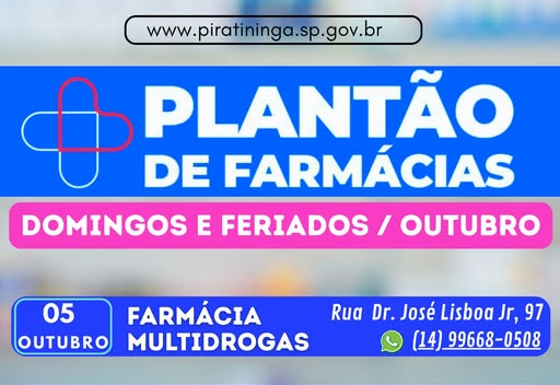 Plantão de Farmácias – Domingos e Feriados em Piratininga