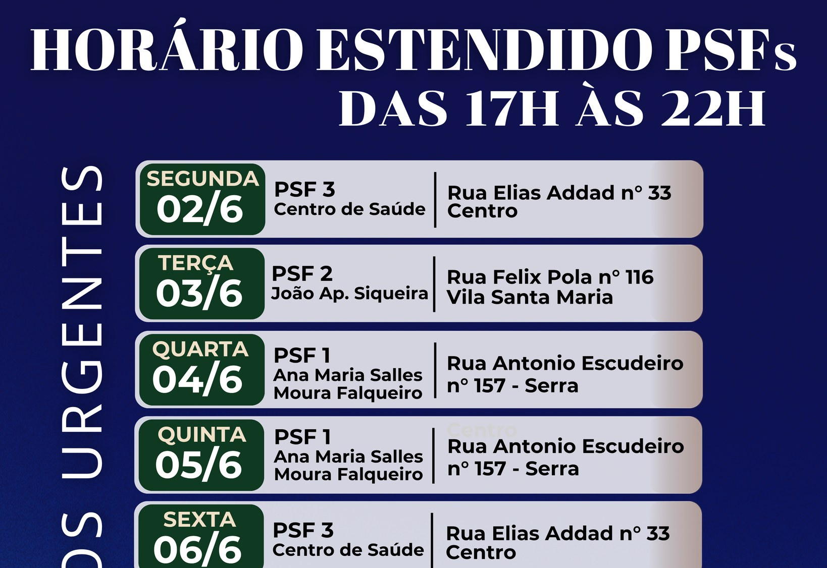 AMPLIAÇÃO DO ATENDIMENTO EM CASOS URGENTES